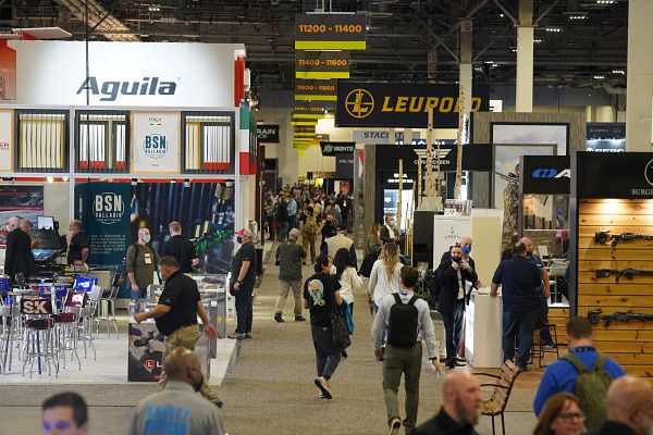 SHOT Show floor with people milling about